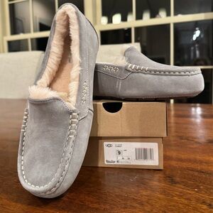UGG Women Light Gray Suede Slip-Ons Ansley Slippers
